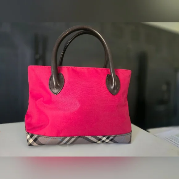Burberrys Blue Label Hand Bag Nylon Pink Mini Tote - Japan Exclusive-Preowned - Picture 3 of 15